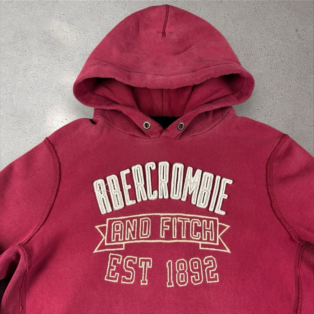 Abercrombie Fitch Sweatshirt Sz M Distressed Hoodie Pullover Vtg Y2K Heavyweight